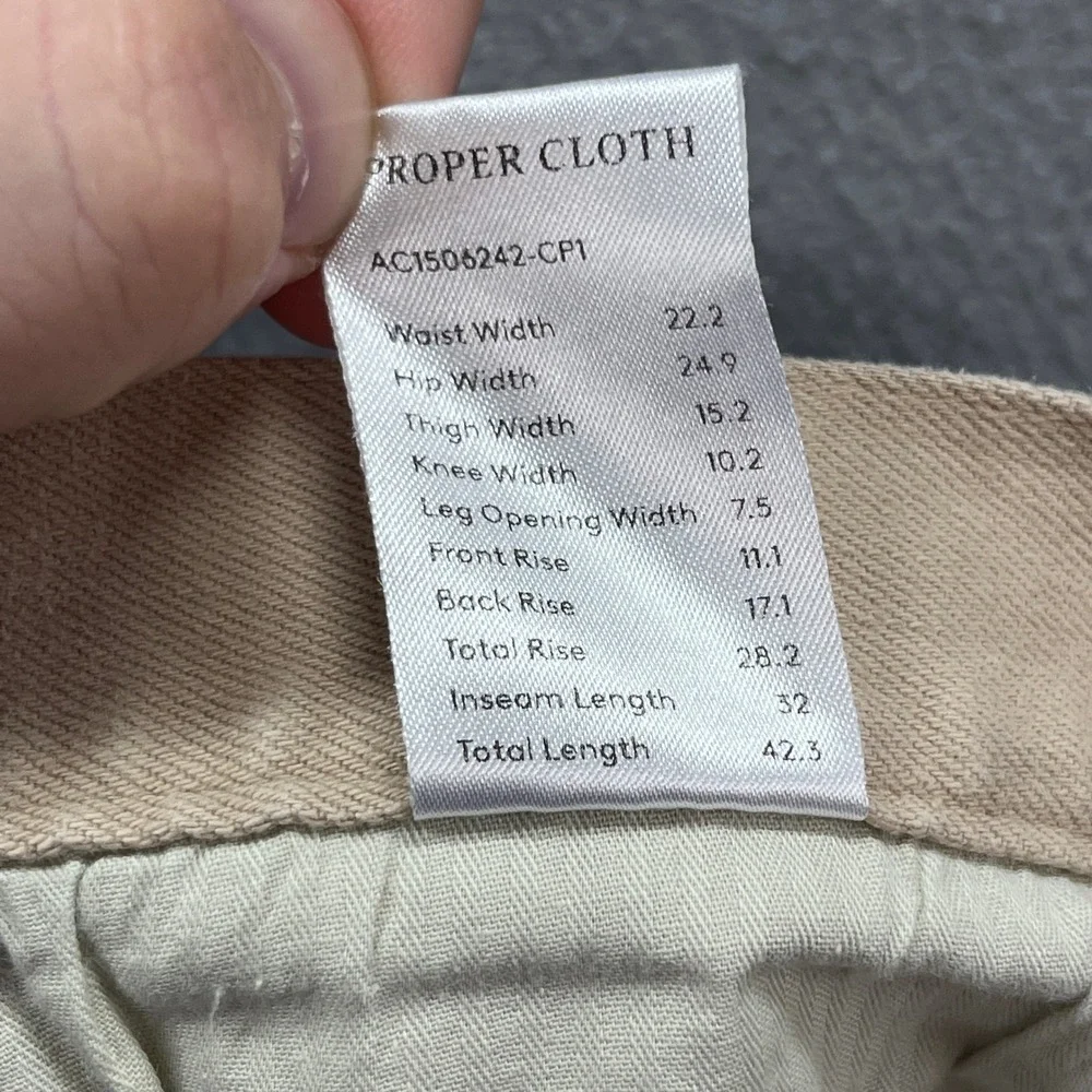 Proper Cloth Pants Mens 44x32 Novara Tan Khaki Slub Stretch Office Twill Modern